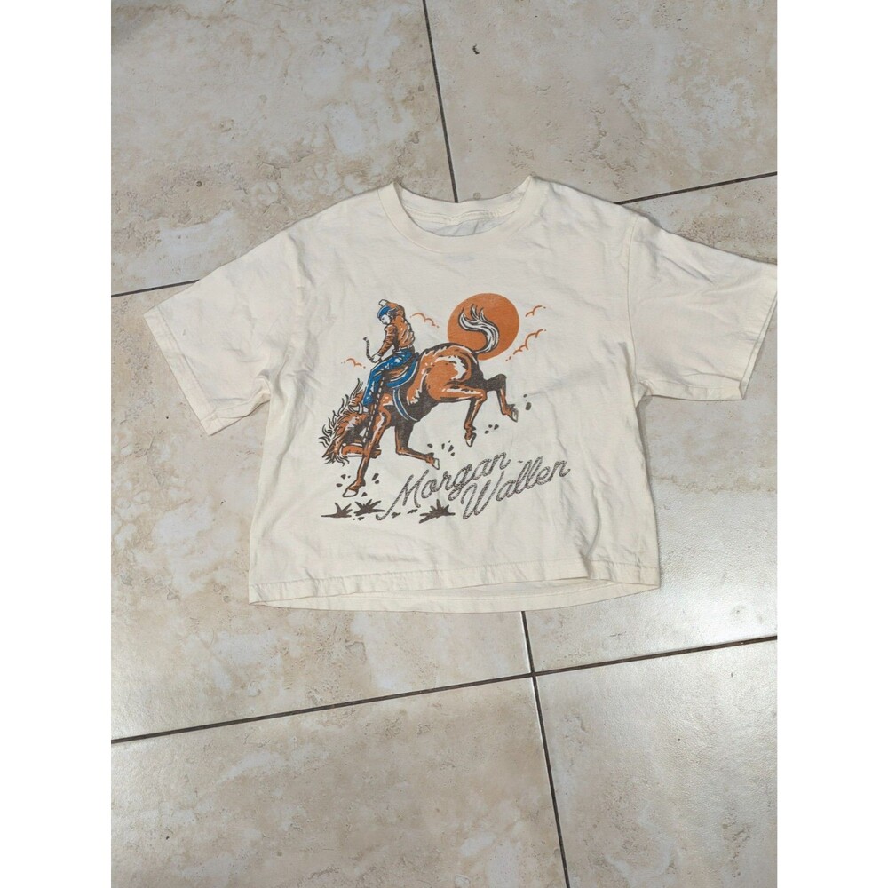 Morgan Wallen Official Rodeo Cowboy Graphic T Shirt Women’s S Cream Western